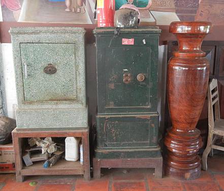 Old safes in Cambodian restaurant